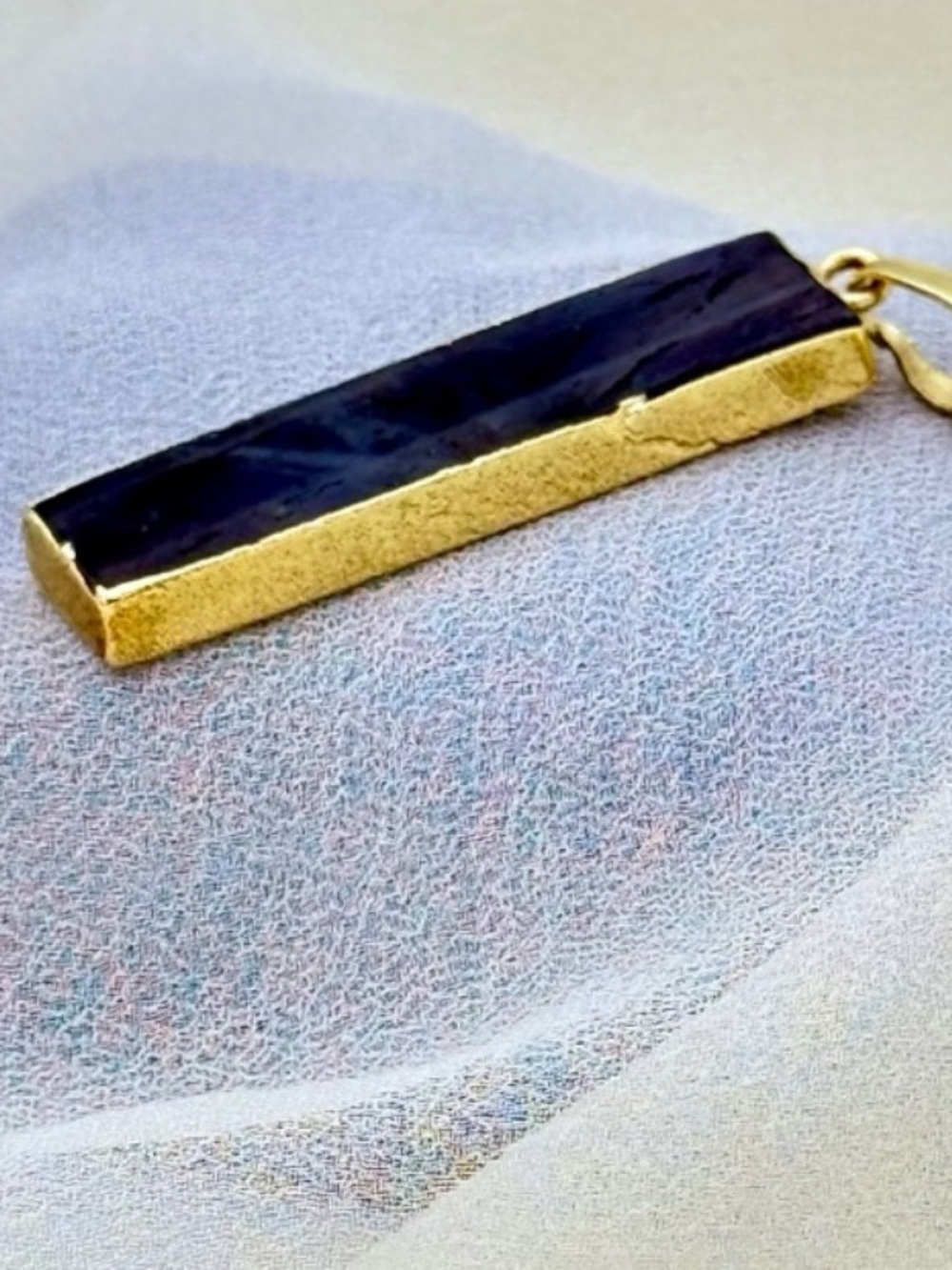 Natural Labradorite Pendant Rectangle Boho Layering Necklace Gold Tone Chain 20 - Picture 4 of 10